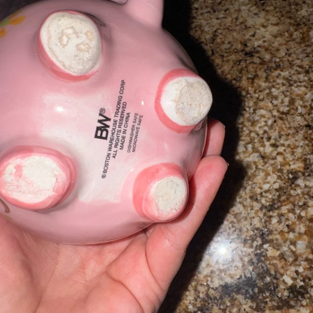Charming Pink Pig Ceramic Mug with Floral Design